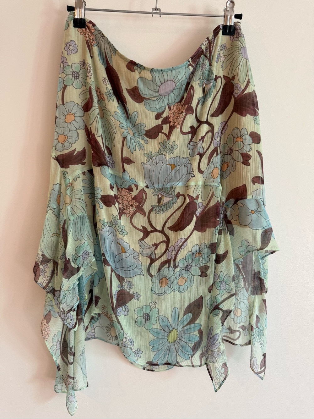 Stella McCartney Floral Asymmetric Ruffle Skirt Size IT 42